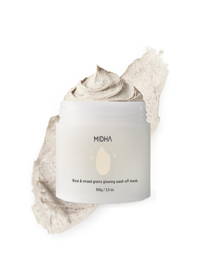 MIDHA RICE & MIXED GRAINS GLOWING WASHOFF MASK, 3.5oz/100g, Gentle Exfoliation, Glow & Smooth Texture, Rough Texture, Pore Clearing, Nourishing, Rice Enzyme, Wash off Pack - Image 1